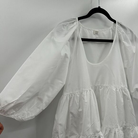 ARITZIA Wilfred White Fantasy Taffeta Crepe Tiered Baby Doll Mini Dress Small - Picture 9 of 11